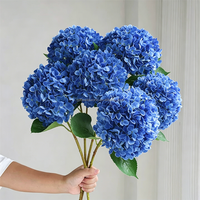 3D-geprinte grote witte, groene en blauwe hortensia zijden bloemen voor Kerstmis, nieuwjaar en bruiloften decoratie