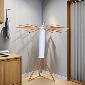 Séchoir à linge multifonctionnel pliable en <span class=keywords><strong>bambou</strong></span> Kesing, design pieuvre, pour salon et salle de bain, idéal pour le rangement et le nettoyage - Product Image 5