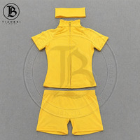 Pakaian Musim Panas 2026 Set Yoga Wanita Custom LOGO Set Olahraga Jaket Setengah Resleting Lengan Pendek dan Celana Pendek Set 2 Potong Tracksuit