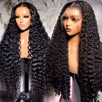 Perruques Water Wave pour femmes noires, en cheveux humains, Lace Front, sans colle, pré-épilées, bonnets ajustables, bande élastique respirante, couleur naturelle