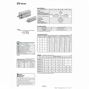 SMC Pneumatics Cylindre à montage libre CU32-20D pièce pneumatique - Product Image 1