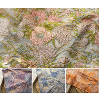 En stock, tissu jacquard à broderie lourde pour robe, style de mode luxueux, jacquard à motif floral 3D