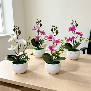Orchidée Phalaenopsis artificielle en bonsaï avec pot à effet d'ondulation de l'eau, fleur artificielle décorative pour intérieur, plante en pot de 24,5 cm - Product Image 1