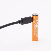 Baterai lithium isi ulang AAA 1.5V, 2 buah per set, dengan port pengisian daya USB Tipe C dan kabel USB termasuk.