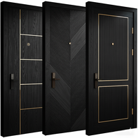 Porte d'entrée moderne en bois massif de noyer noir, design de porte intérieure en bois pour maisons