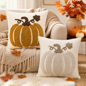 Fodera <span class=keywords><strong>per</strong></span> cuscino lussuosa stile crema 2026, ricamata a forma di zucca, personalizzata <span class=keywords><strong>per</strong></span> divano, autunnale, Halloween, all'ingrosso - Product Image 5