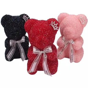 Keluaran Baru Hadiah Valentine Tahun Baru Diawetkan Bunga Mawar Berlian Beruang Teddy Beruang Bunga Mawar Segar