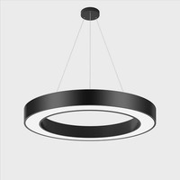 Lustre à LED en forme d'anneau doré, éclairage commercial pour hôtel, lumière suspendue circulaire moderne, éclairage de bureau, luminaires suspendus circulaires de 60 cm