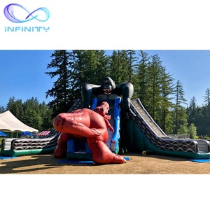 สไลเดอร์เป่าลมสุดมันส์ คิงคอง ทีเร็กซ์ ไดโนเสาร์เป่าลมต่อสู้กัน คองโก สไลเดอร์ คราซี่ ทริปเปิ้ล เลน สไลเดอร์ - Product Image 3