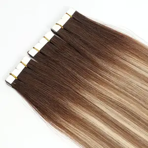 Luxury Private Label Double Drawn Slavic Cuticle Aligned Hair Invisible Tape In Extensions