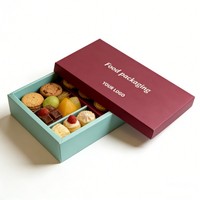 Boîte à biscuits réutilisable de qualité alimentaire, recyclable, avec impression numérique, pour biscuits, chocolats et desserts, avec séparateurs et compartiment à sauce