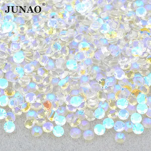 JUNAO – strass en résine Non Hot Fix de 2mm à 6mm, en vrac, aurore, diamant blanc, aurore, pierres transparentes pour Nail Art