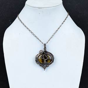 Pendentif en pierres précieuses œil de tigre naturel de Style classique fil de cuivre fait à la main enveloppé avec réglage de lunette prix de gros pour les femmes - Product Image 2