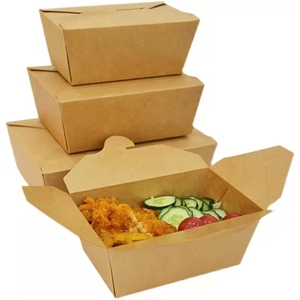 Disposable Kraft Paper French Fries Hamburger Chicken Burger Salad Bento Takeout Box for Food Delivery