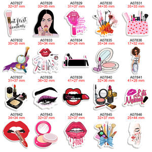 Imprimé de maquillage à la mode, résine planaire, dos plat, 50 pièces/lot pour les breloques, décorations de téléphone à faire soi-même - Product Image 5