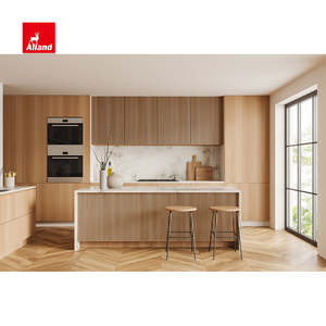 Alland ตู้ครัวผู้ผลิตแผงประตูที่กำหนดเองเฟอร์นิเจอร์ไม้มาตรฐานแผงร่องตู้ครัวเกาะ - Product Image 4