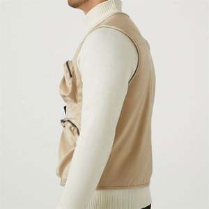 Manteau en laine pour hommes, mode printemps, avec fermeture éclair utilitaire, multi-poches, veste du fabricant, gilet pour le travail et les vêtements décontractés - Product Image 3