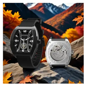 Cassa impermeabile Tonneau orologio automatico elastico per gli uomini Custom Logo zaffiro meccanico orologi da uomo