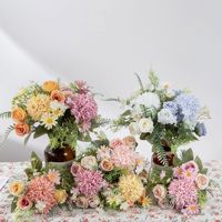 Buket Mawar Dandelion Buatan Tangan dari Sutra, Rangkaian Bunga Gaya INS untuk Dekorasi Pernikahan dan Rumah, Dapat Digunakan Kembali