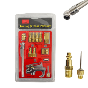 Juego de pistola de aire y kit de accesorios con adaptador de seguridad, boquillas, aguja infladora y conectores/mangueras macho (14 piezas) - Product Image 1