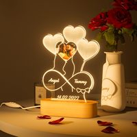 Lampe en acrylique personnalisée DPDP, cadeau fait à la main, Saint-Valentin, illusion 3D, cœur, veilleuse LED, décoration d'amour pour les amoureux