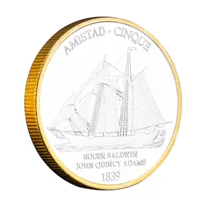 1839 American Civil War Boat Amistad Anniversary Plated USA Challenge Coin Collectibles Moneda conmemorativa