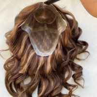 Perruque Full Lace sans colle, dentelle HD, nœuds blanchis, cheveux de bébé, couleur piano avec mèches, perruque médicale pour femmes atteintes d'alopécie