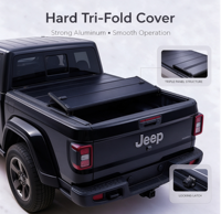 Couverture de benne rigide pliable sur mesure pour Jeep Gladiator 2020-2024, Nissan Navara 2021-2024, Ram 1500, usage tout-terrain