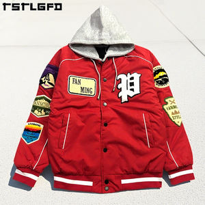 Chaqueta de Béisbol de Invierno con Logotipo Personalizado, Fabricada con Tela Reciclada OEM, para Hombre, Estilo Universitario, Cuello Varsity, Prenda Exterior con Capucha Impermeable - Product Image 4