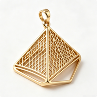 Colgante Piramidal Chapado en Oro, Amuleto Geométrico Pulido de Latón para Collar o Pulsera