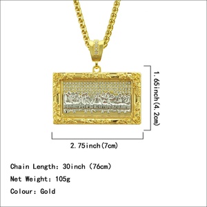 Collar de aleación estilo Hip Hop Franco con colgante rectangular de la Última Cena de Bling Cartel - Product Image 5