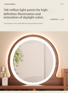 Coiffeuse en bois avec miroir LED et armoire de rangement extensible pour chambre à coucher et usage domestique - Product Image 4