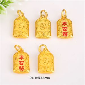Colgantes Tradicionales de Esmalte Cloisonné con Símbolos de Paz y Fortuna, Dijes Dorados y Rojos para la Creación de Joyería DIY, Accesorios Unisex para Uso Diario - Product Image 2