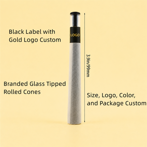 Branded <b>Rolling</b> <b>Paper</b> Tube Cigarette Glass <b>Rolled</b> Cones Classic King Size Pre-made <b>Rolled</b> Cones with Glass Filter Tip - Product Image 1
