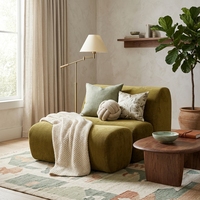 Großhandel Moderner Luxus Niedrigprofiliger Gepolsterter Loungesessel Samt-Stoff Akzentstuhl Wohnzimmer Einzelsofa Sessel