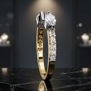 12 14K Solid Gold Brilliant Cut Diamond <b>Ring</b> Side Diamonds IGI Certified Synthetic (Lab Grown) Fancy Dark Yellow Gold Luxury - Product Image 1