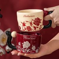 Tasse en céramique « Langage des roses », tasse à eau pour couple, tasse à café pour le bureau et la maison, souvenir de mariage, cadeau de mariage