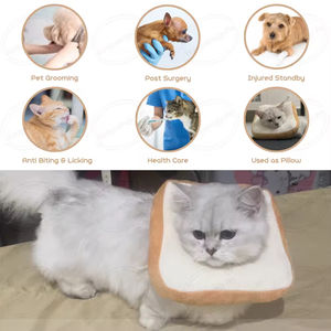 Schattige Toastvormige Zachte Gewatteerde Herstelkraag Voor Katten En Honden Verstelbare Beschermende Anti-Likkegel Alternatief - Product Image 5