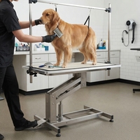 Table de toilettage pour chien professionnelle à structure en Z hydraulique, pieds en acier inoxydable, grande table de toilettage pour animaux de compagnie, réglable de 57 à 92 cm