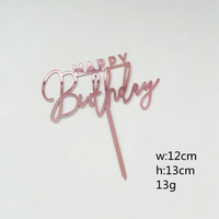 Spiegel-Gold Schwarz Weiß Acryl Happy Birthday Cake Topper Minimalistisches Schriftzeichen für Geburtstagspartydekoration