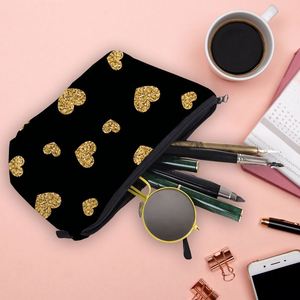 Sac de maquillage de voyage mignon BSCI Factory, sac cosmétique cœur doré, petite pochette de haute qualité, cadeau pour femmes - Product Image 4