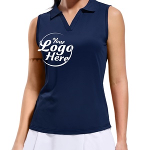 Ropa de tenis para niñas: Camisetas sin mangas de golf, tops deportivos de secado rápido con cuello, camisetas atléticas acanaladas con cuello en V de nailon/cachemira - Product Image 4