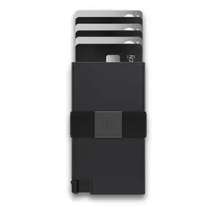 Portefeuille porte-cartes de poche avant LOGO personnalisé grande capacité de stockage mince minimaliste RFID bloquant le porte-cartes en aluminium