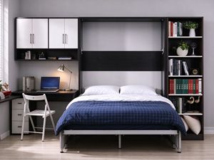 Muebles de dormitorio de madera: litera, cama abatible oculta en la pared, cama Murphy con <span class=keywords><strong>armario</strong></span> y librero - Product Image 3