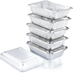 10, 20, 50 pièces de contenants alimentaires jetables en aluminium de qualité alimentaire, barquettes rectangulaires en aluminium avec couvercles - Product Image 1