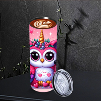 Gobelet personnalisé rose hibou licorne 20oz, motif cœur et cupcake mignon, stock USA et livraison gratuite