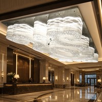 Lampu Kristal Bentuk Awan untuk Lobi Hotel, Aula Perjamuan, Pusat Penjualan, Mal, KTV, Ruang Komersial, Lampu Plafon Mewah Besar