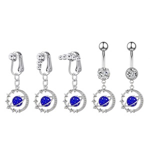 Mariposa Luna planeta colgando ombligo anillos CZ Clip <span class=keywords><strong>en</strong></span> pendiente no Piercing y acero inoxidable Piercing vientre Piercing joyería - Product Image 6