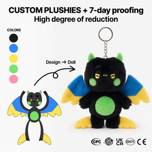 OEM ODM Bat Cat Plush Keychain Bag Pendant Low Moq Promotional Custom Soft Short-pile Plush Fabric Keyring <strong>Monster</strong> - Product Image 1