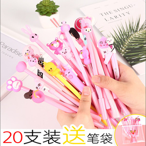 Pink Cartoon Gel <b>Pen</b> Set 20pcs 0.5mm For Students School Use Metal Plastic Soft Rubber Material - Product Image 3